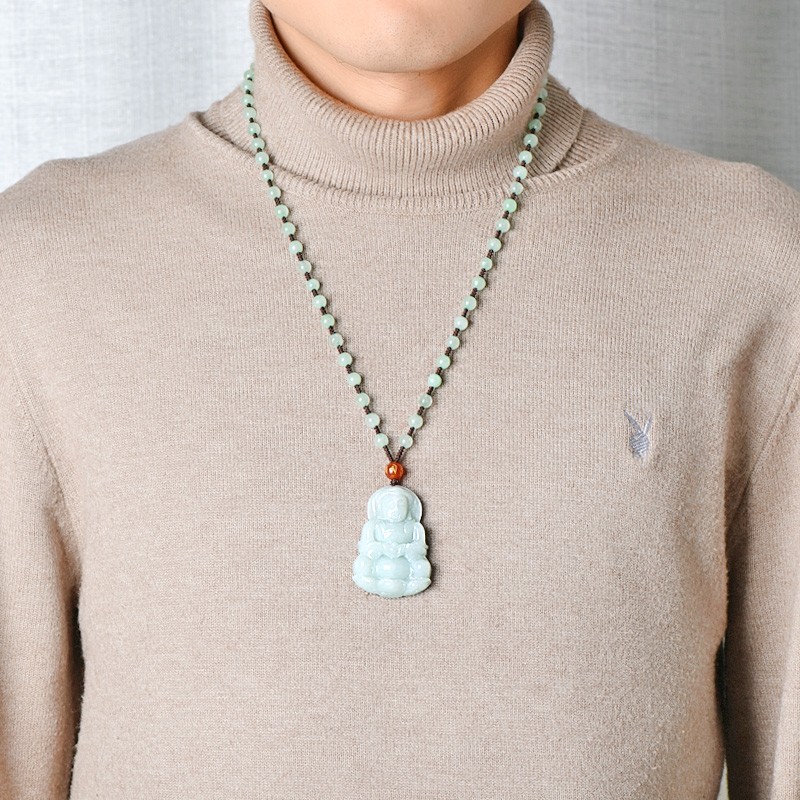 千载一玉 圆珠挂绳翡翠吊坠