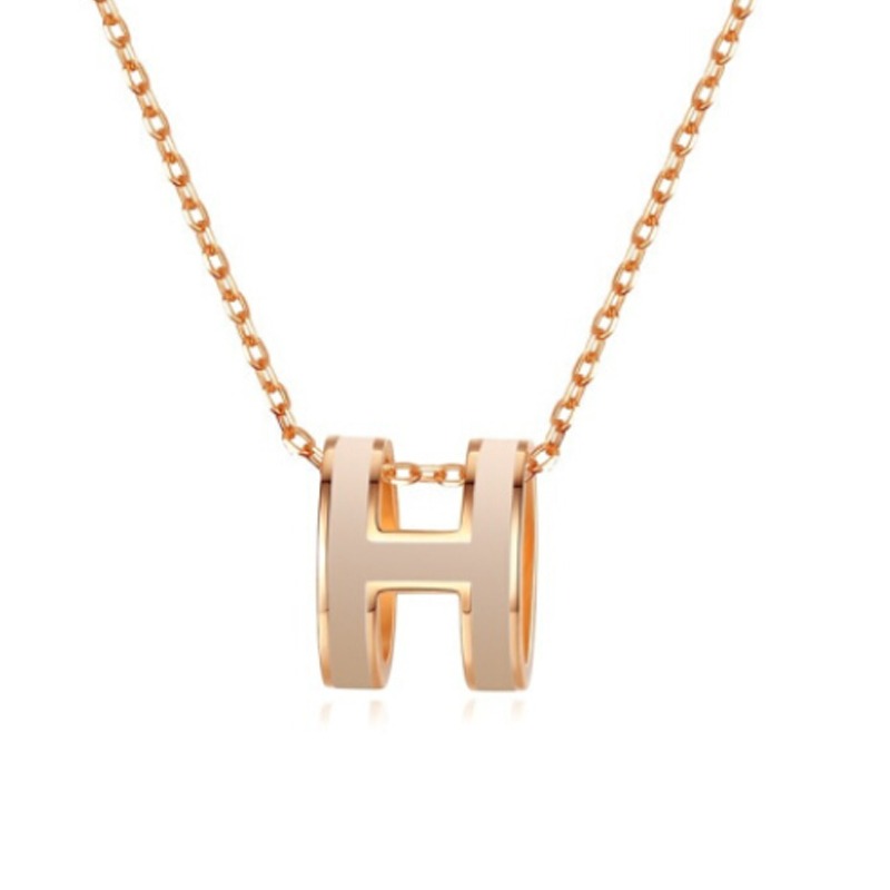 劳拉图H字母玫瑰金项链