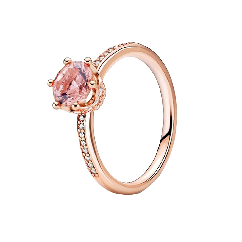 潘多拉玫瑰色王冠单石戒指