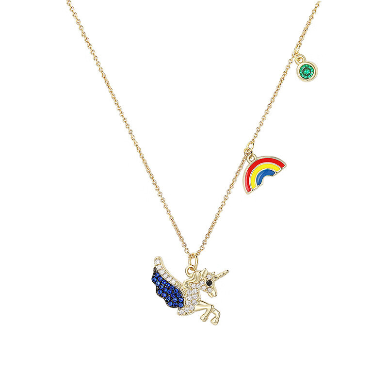 ZEGL 独角兽吊坠银项链