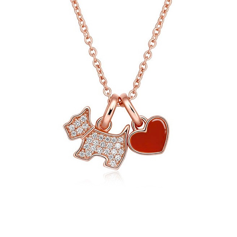 AGATHA红色爱心小狗项链