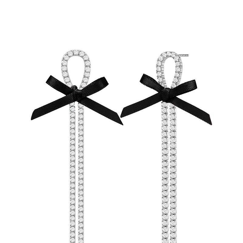 何方珠宝蝴蝶结流苏耳环