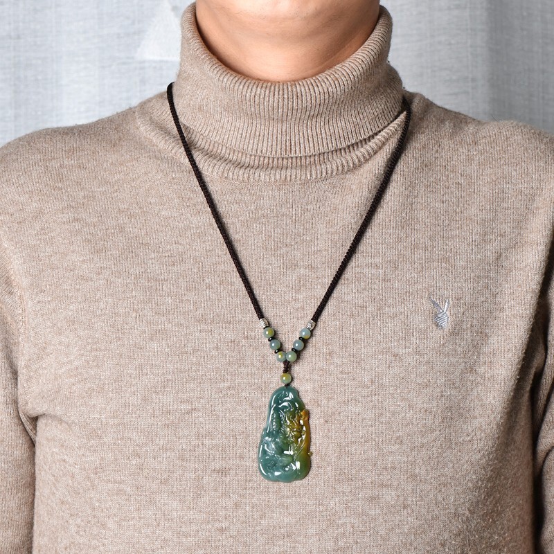 可玉可求 冰油绿翡翠吊坠