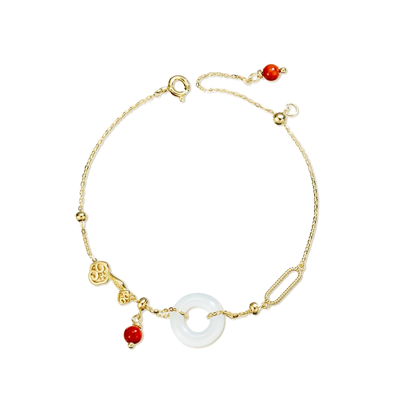 Qlady和田玉石平安扣手链