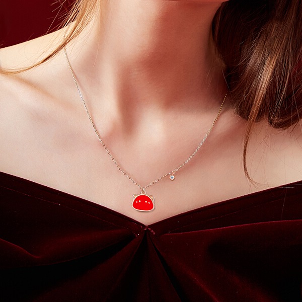 卡蒂罗 变色猫咪锁骨项链