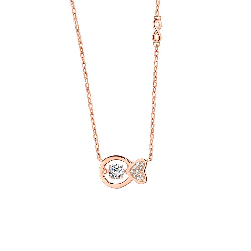 T400 镶钻小鱼项链