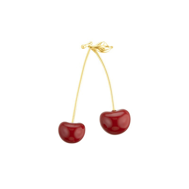 OOAK 立体滴釉 樱桃耳环