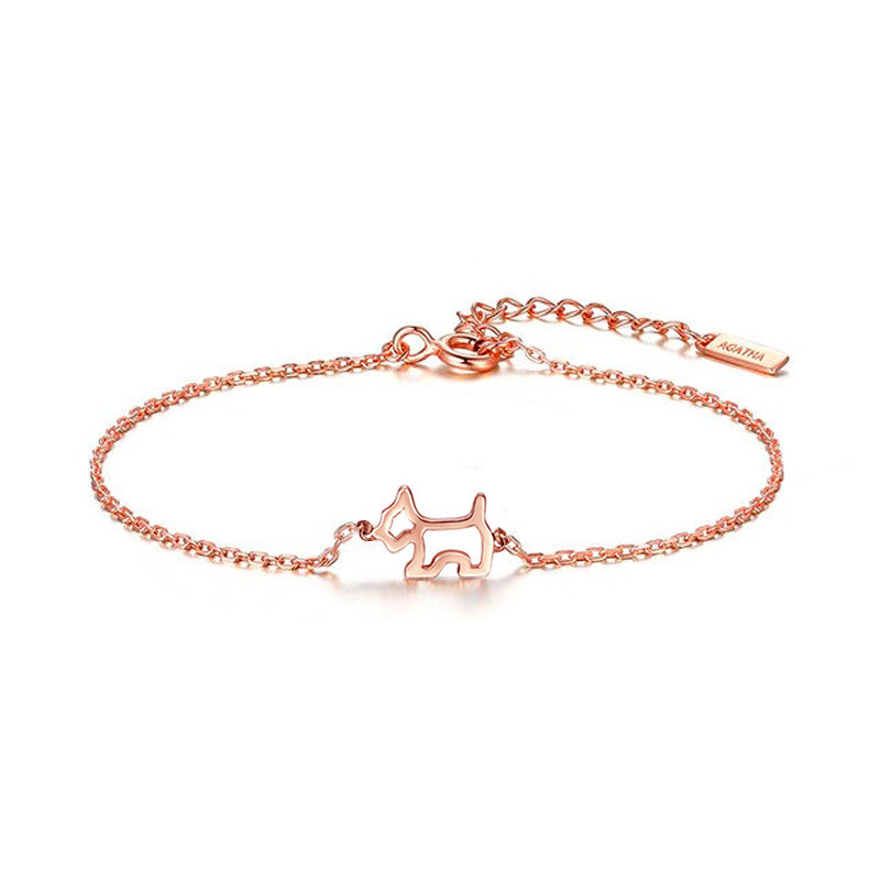 瑷嘉莎 925银镂空小狗手链