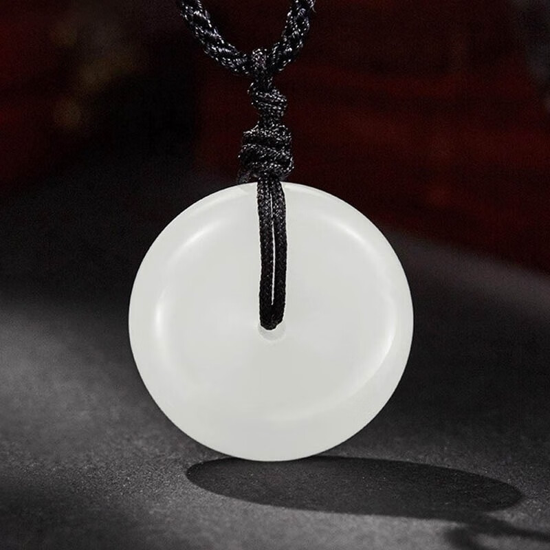 菜百首饰 白玉平安扣吊坠