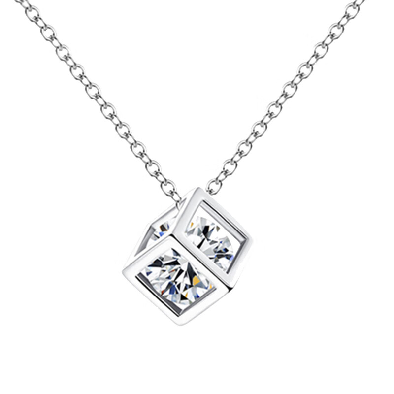 建禄 立方莫桑钻 项链