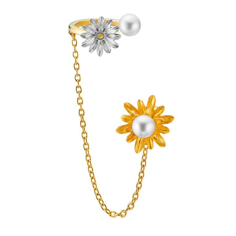 OOAK 小雏菊金色耳饰