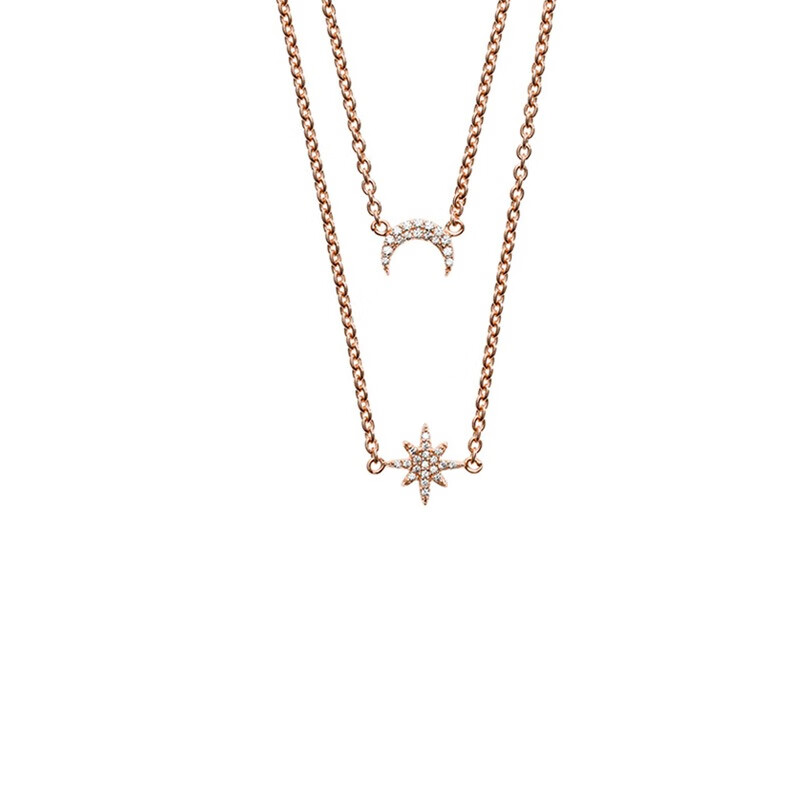 阿玛尼 镶钻星月 项链