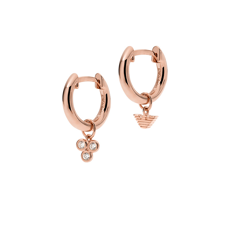 阿玛尼 镶钻圆环鹰标 耳环