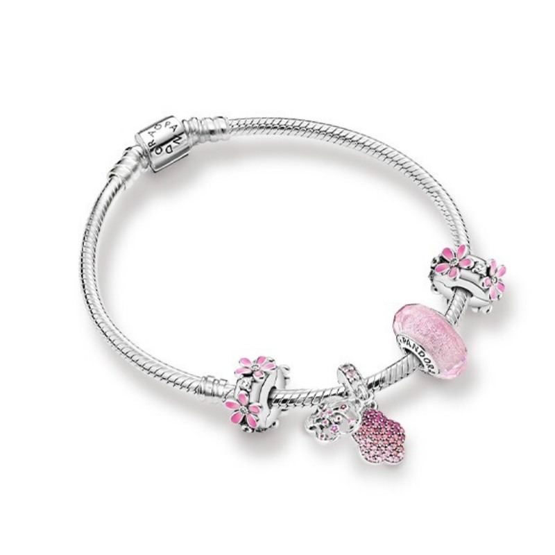 潘多拉粉色吊坠手链