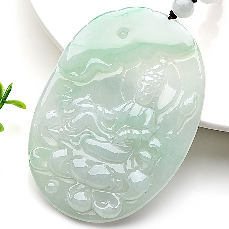 可玉可求绿色玉观音吊坠