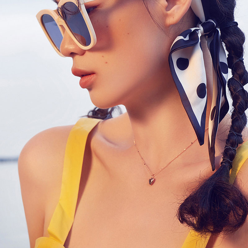 阿吉豆 玫瑰金爱心项链