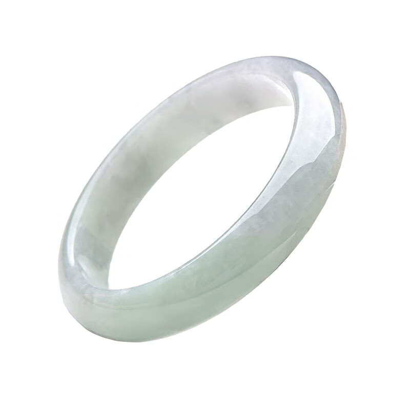 千载一玉 淡绿色飘花翡翠手镯