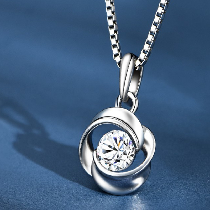 卡蒂罗镶锆四叶草纯银简约项链