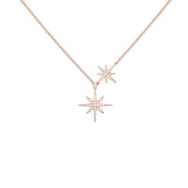 AM 玫瑰金六芒星项链