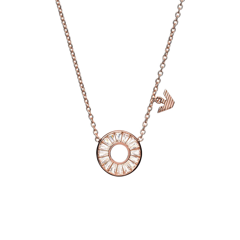 阿玛尼 玫瑰金圆环吊坠项链