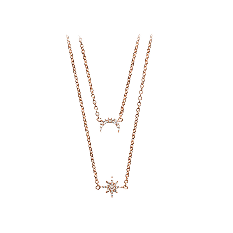 阿玛尼双层叠戴镶钻项链