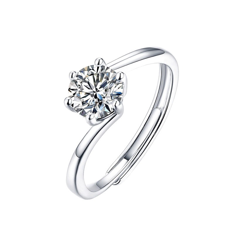 知尊 爪镶莫桑钻石戒指