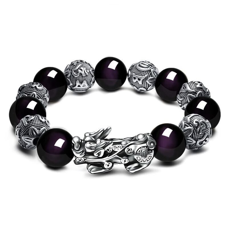 迷唇 天然黑曜石手链