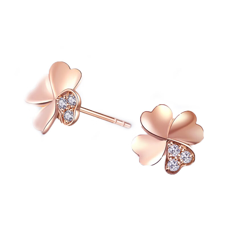 花影 四叶草钻石耳钉