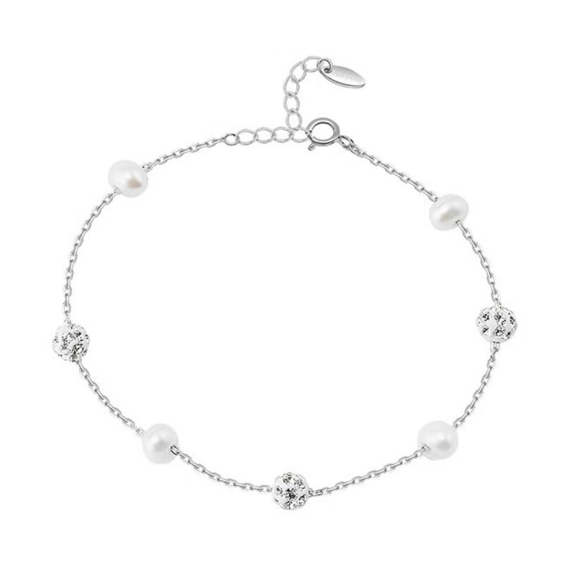 歌珀莱温润珍珠闪亮水钻纤细手链