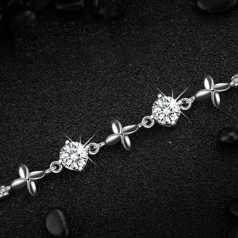 花影 D色莫桑钻足银手链