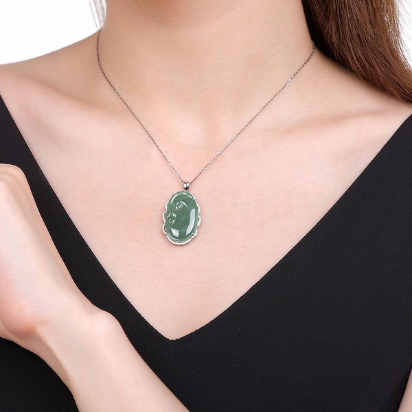 东方雅翠 银镶天然翡翠吊坠