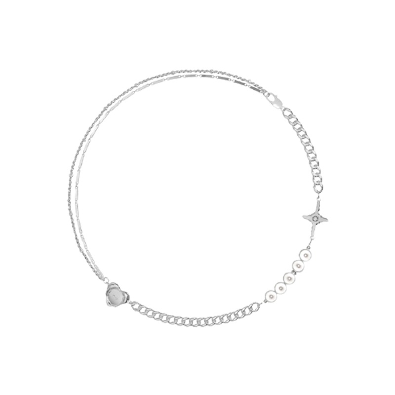 KVK 白金色拼接项链