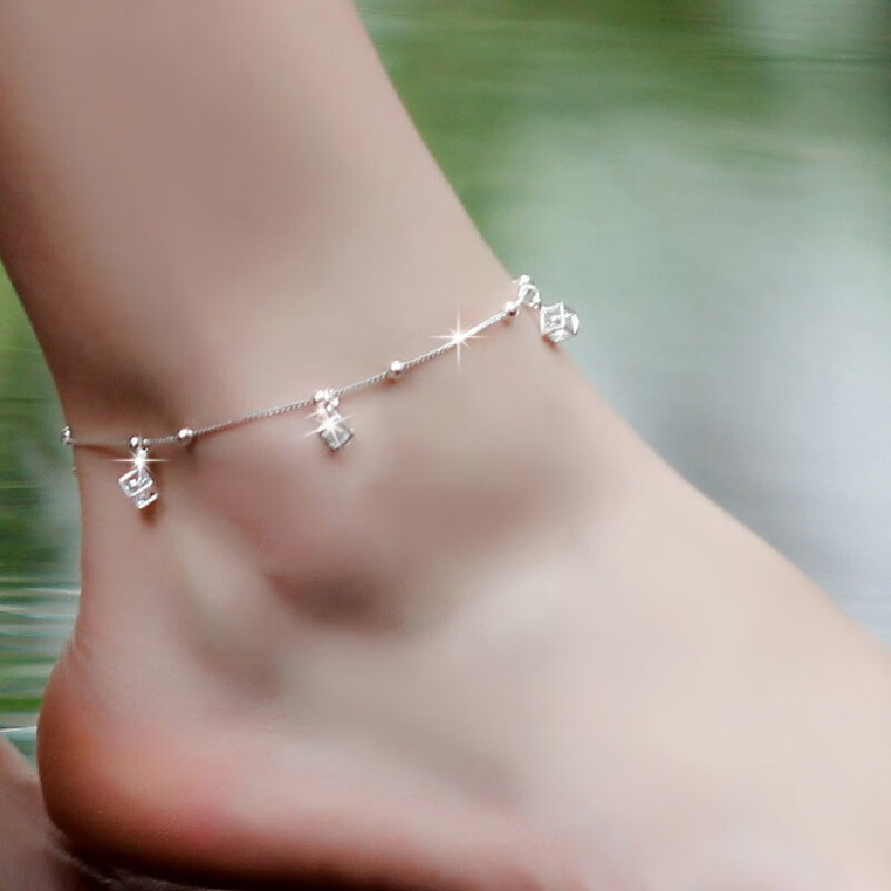 妮洛雅魔方银脚链