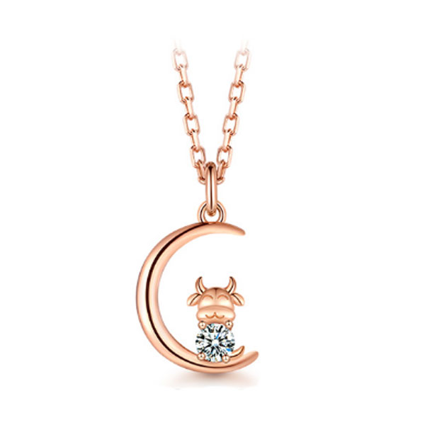 T400 生肖牛月亮项链