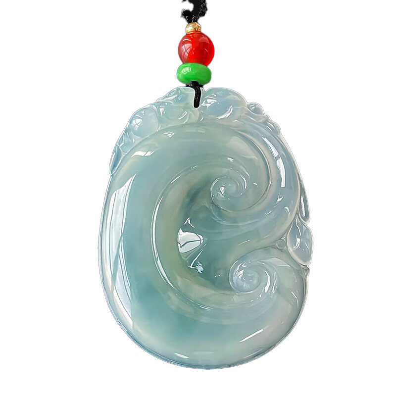 碧玉尊天然冰种翡翠如意吊坠