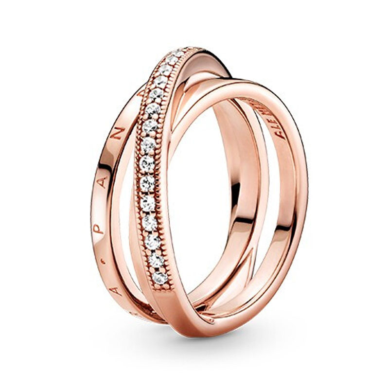 潘多拉 交错三环戒指