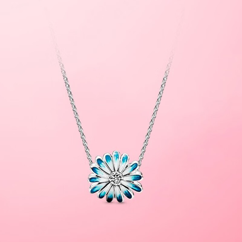 潘多拉 蓝色雏菊项链