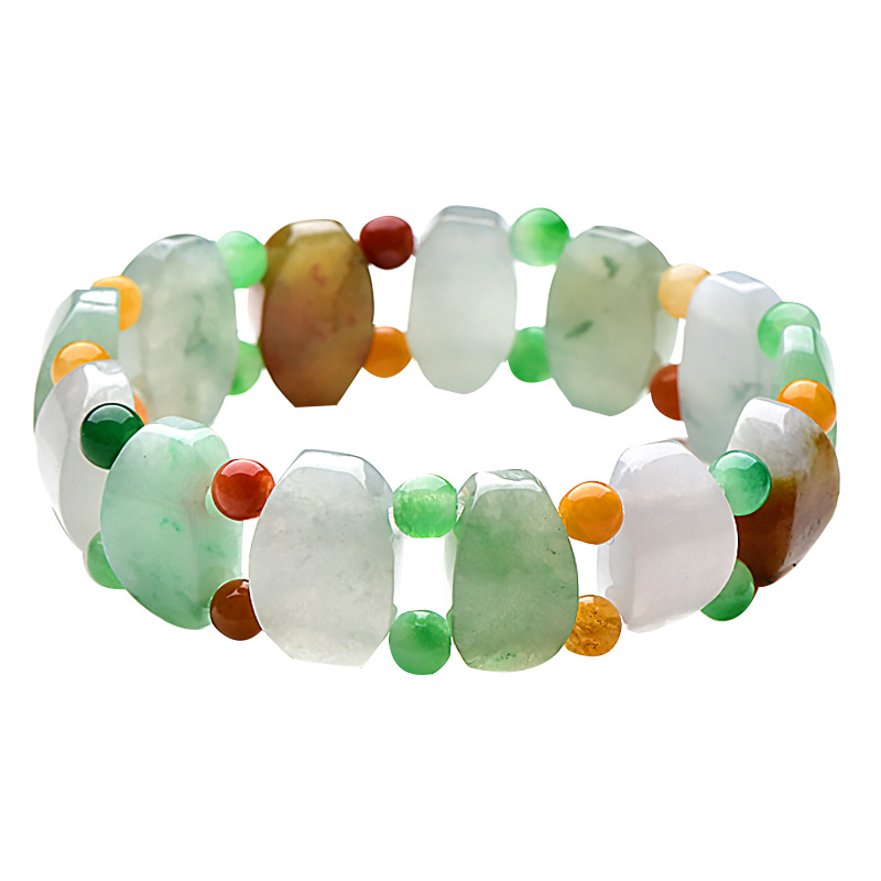 可玉可求冰种三彩翡翠手链