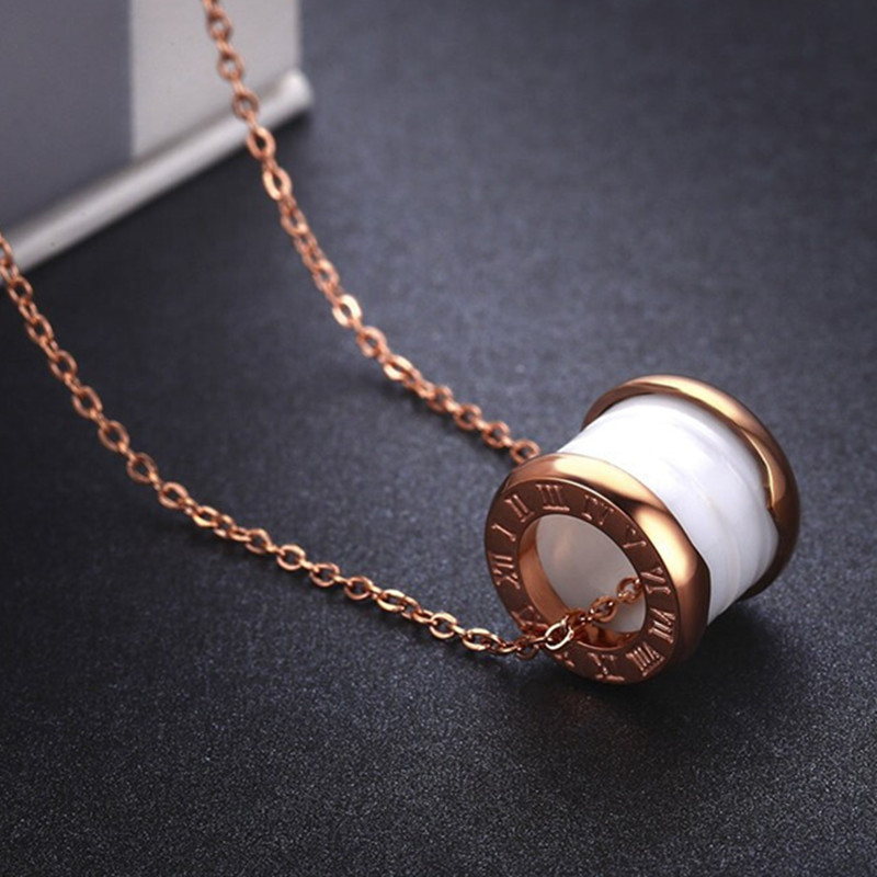 爱情故饰白陶瓷玫瑰金简约锁骨链