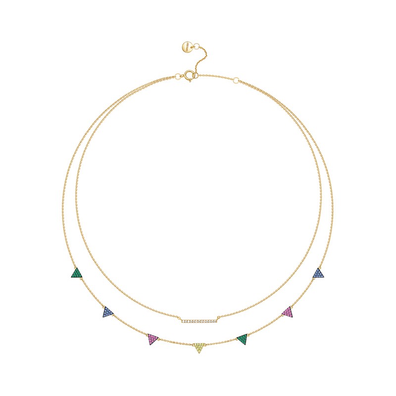 何方珠宝 多色小彩旗项链