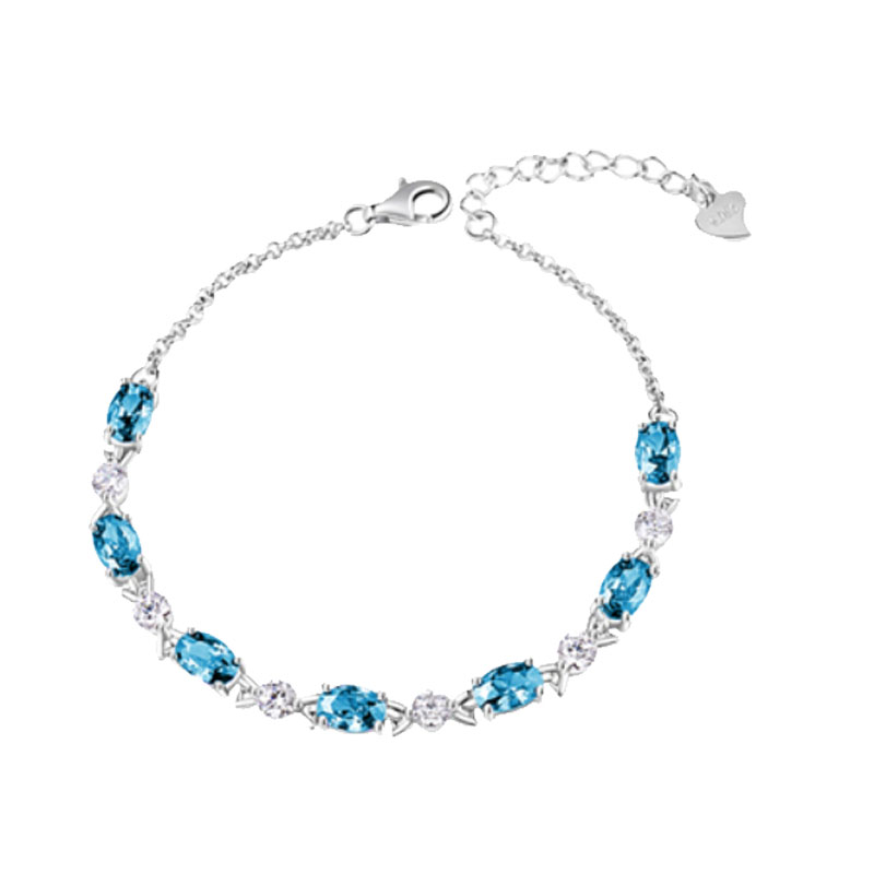 建禄 托帕石纯银手链