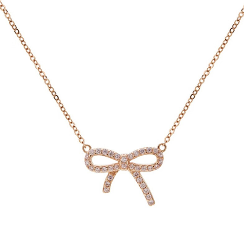 阿吉豆 玫瑰金蝴蝶结项链
