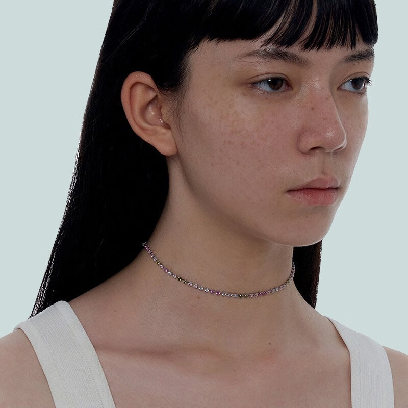 KVK 小众设计感彩色锆石项链