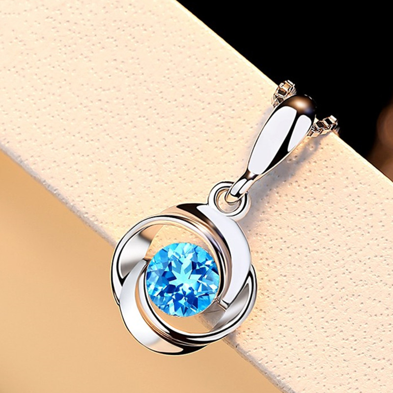 筑梦银蔚蓝之心女士银饰锁骨链