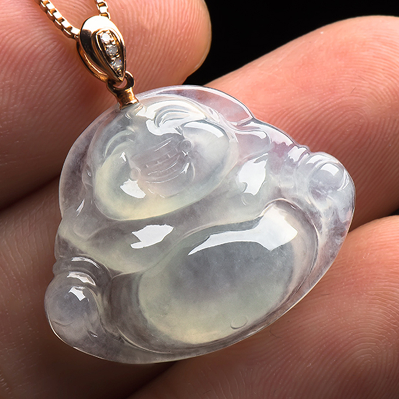 玉萌色 18K金镶翡翠吊坠