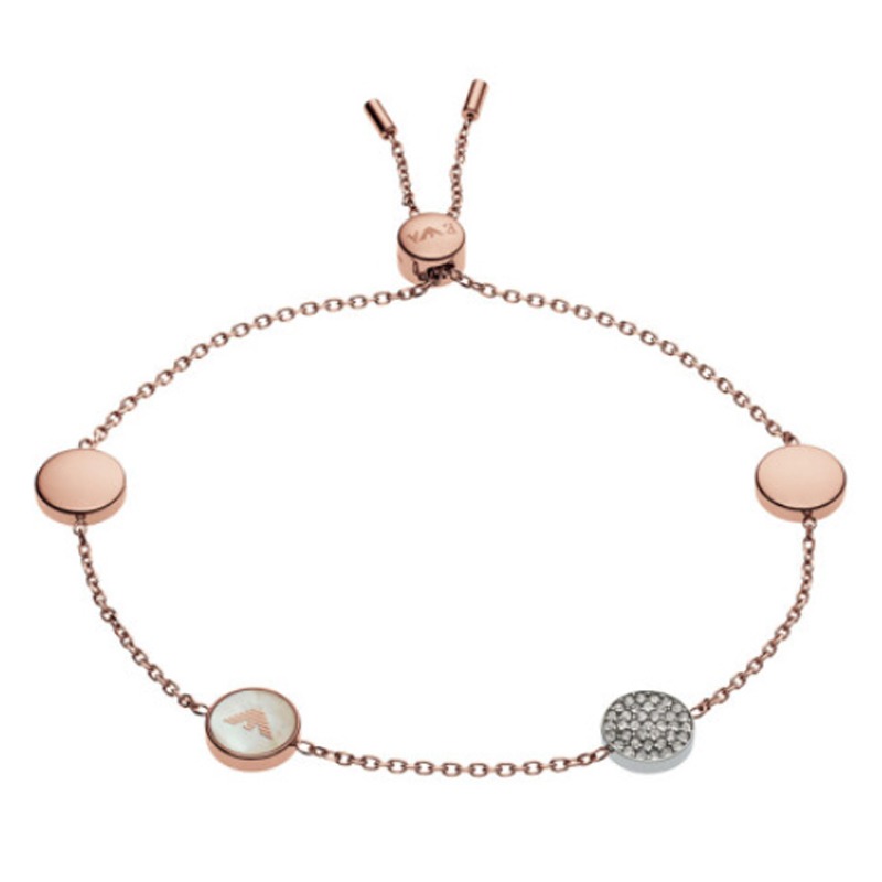 阿玛尼圆形贝母镶钻组合手链