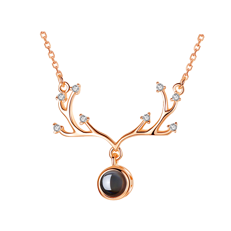 妮洛雅 鹿角玫瑰金项链