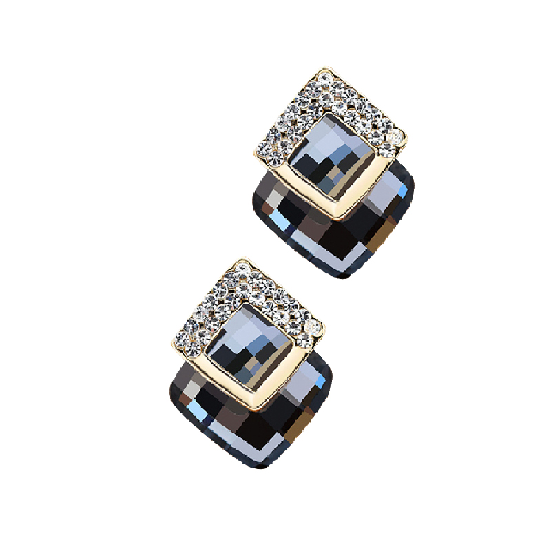 伊黛儿方形水晶耳饰