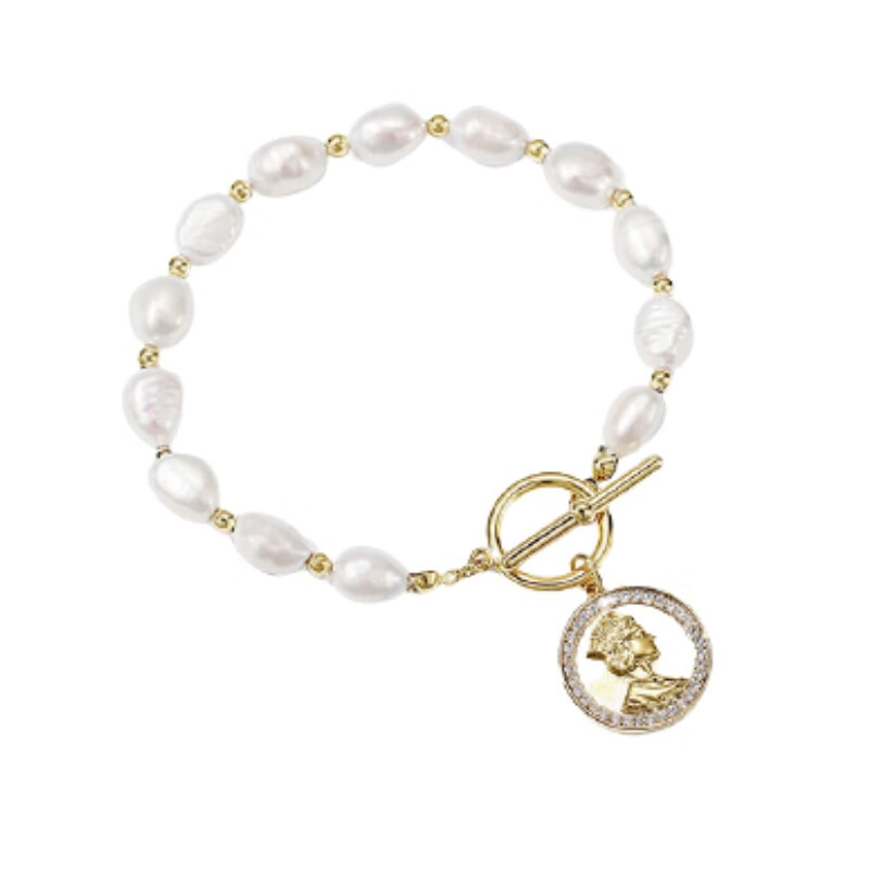 兰际巴洛克淡水珍珠硬币吊坠手链