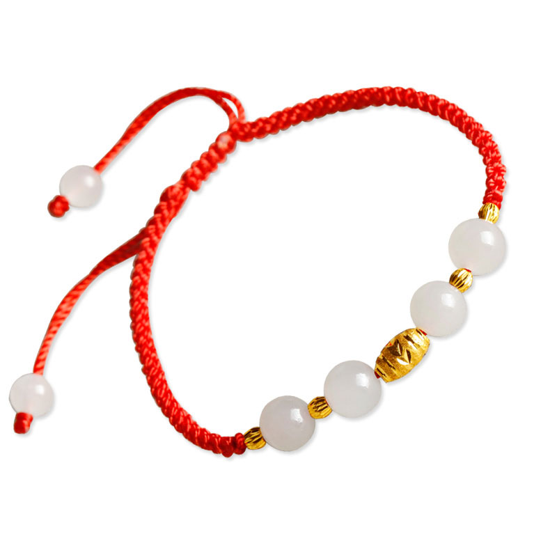 凤飞凰 足金和田玉手链